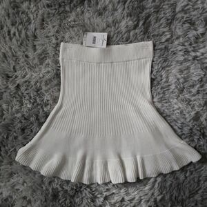 NWT Free People Cream Ribbed A-Line Knit Skirt - Size XS